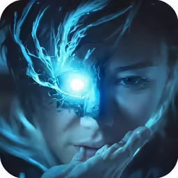a woman with glowing eyes looking at the camera