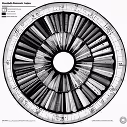 the center section of a round object, with lines and shapes in the middle
