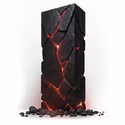 a large rock is illuminated with red light