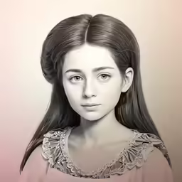 a digital portrait of a girl with a ponytail