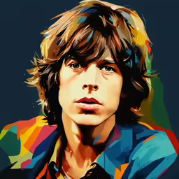 a painting of a person that is looking up at the sky