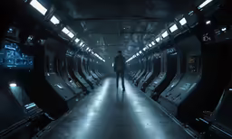 the man is walking into a dark tunnel