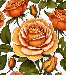 seamless flower wallpaper for background and design,an orange rose flower on a white background