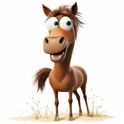 a cartoon horse with its nose open and smiling