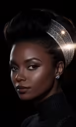 a model with makeup and hair combs on