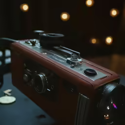 a digital camera is on top of a table