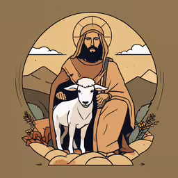 jesus and sheep, stained in brown with gold,a jesus picture with the sheep in hand