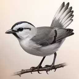 black and white bird sitting on top of a branch