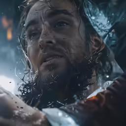 a man is looking at something in the water