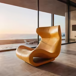 an outdoor living room with the ocean seen outside