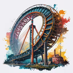 painting of roller coaster from an artistic perspective