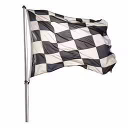the checkered flag is blowing in the wind