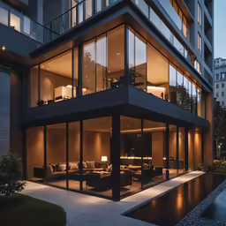 a large house that looks like it has glass walls
