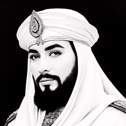 a black and white portrait of the king of egypt