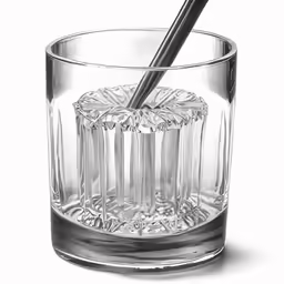 a clear glass with an object inside