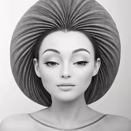 a woman with a hair like head covering it