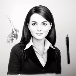 the young lady poses for a photograph in black and white