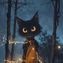a black cat is dressed up like a demon