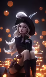 a girl is sitting in front of candles wearing boots