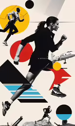 a series of artwork made to look like a woman running