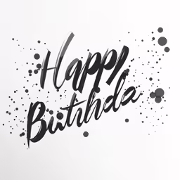 a black and white card that says happy birthday
