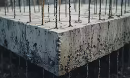 there are spiky sticks sticking from the concrete structure