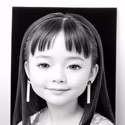 an adorable young girl with long dark hair