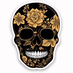 a sticker that is decorated with flowers on it