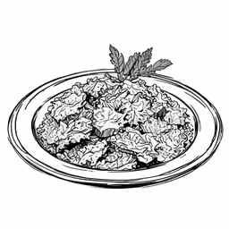 a bowl filled with food that is on a table