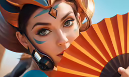 the animation woman is showing off her painted face
