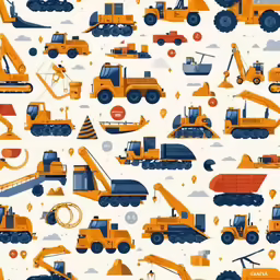 a pattern that shows different types of construction trucks
