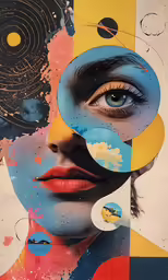 an artistic painting with bright colors and lots of circles