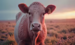 a close - up of the head of a steer in a field