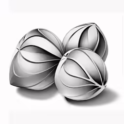 three balls are lined up on a white surface
