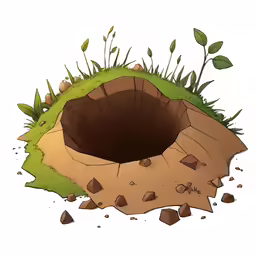 a hole with a green patch on top
