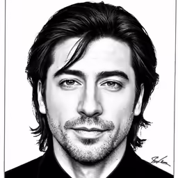 a black and white drawing of a man