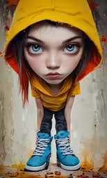 an altered photo of a child with blue eyes