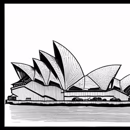 the sydney opera building in black and white
