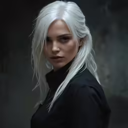 a close up of a person with long hair