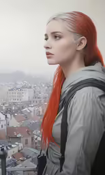 an image of a girl with bright red hair
