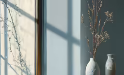 a couple of vases are standing next to each other