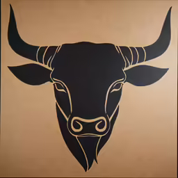 a bull face made out of cardboard