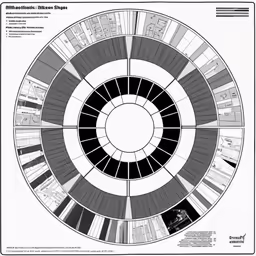 the circle with many different architectural pieces