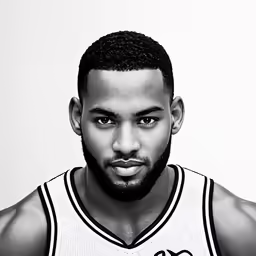 the basketball player is looking to the side