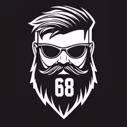 the number 66 is made up of sunglasses and a long beard