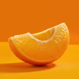 the sliced orange is on top of a yellow surface