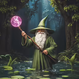 a wizard holding a crystal ball in his hand