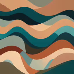 an abstract painting of waves in shades of brown, white and green,an abstract painting that looks like waves with different colors
