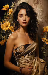 a very young girl wearing a beautiful dress and posing for a photograph