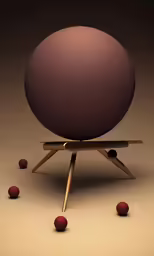 a big sphere sitting on a wooden stand